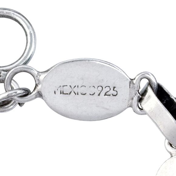 Mexican Blue Enamel Link Bracelet | Vintage Sterling Silver 925  7" - Picture 3 of 5